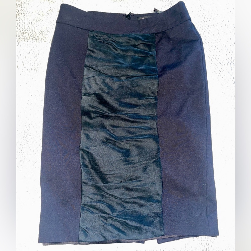 TED BAKER RUCHED SATIN PANEL BLACK PENCIL SKIRT SIZE 0
